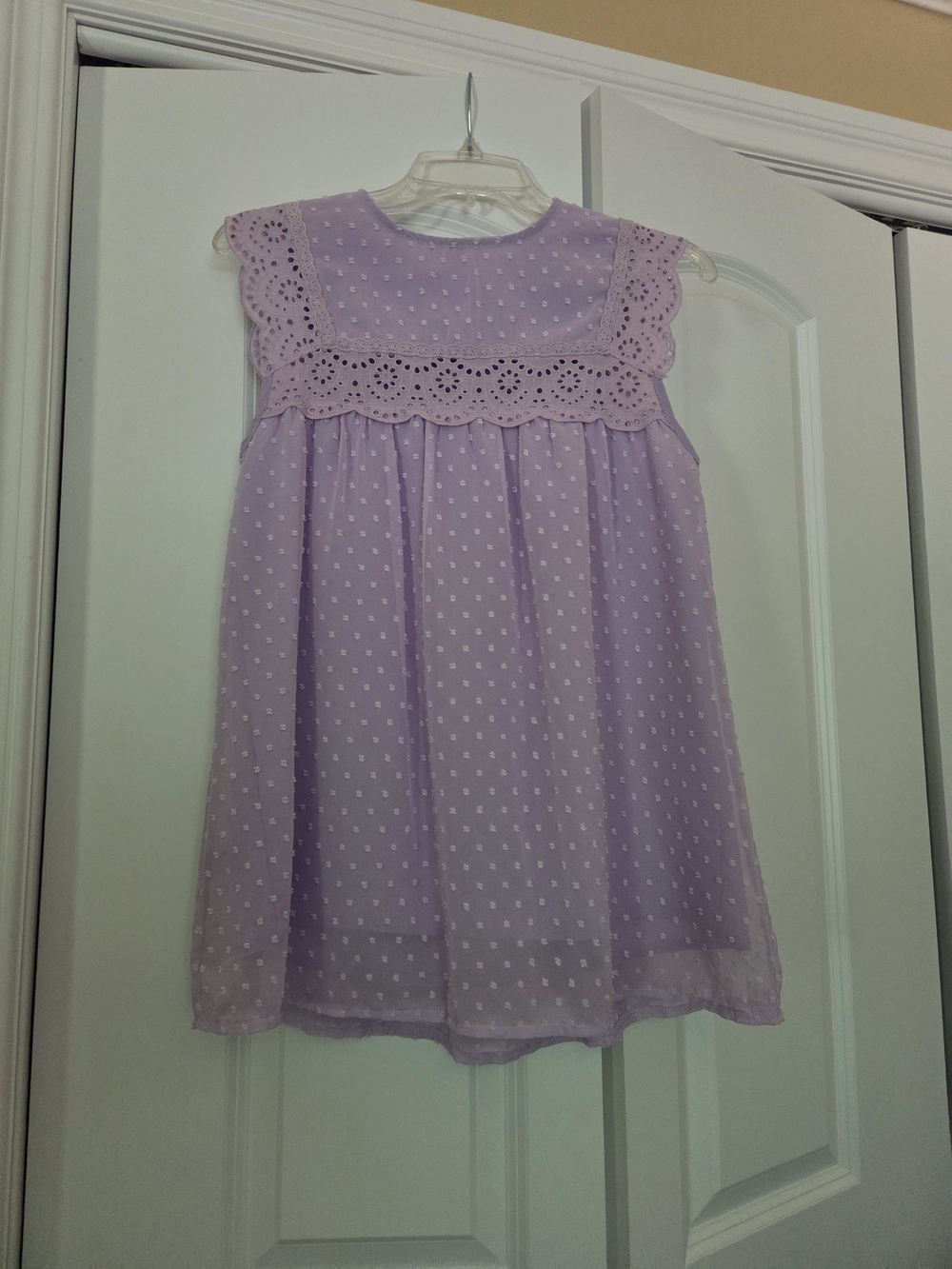 ePretty Lavender Polka Dot Eyelet Yoke Top
